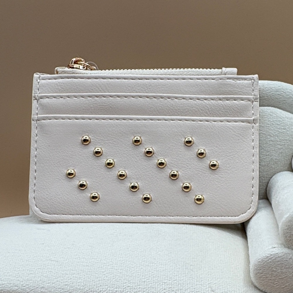 Ophelia Roe Card Holder with Gold Studs NWT